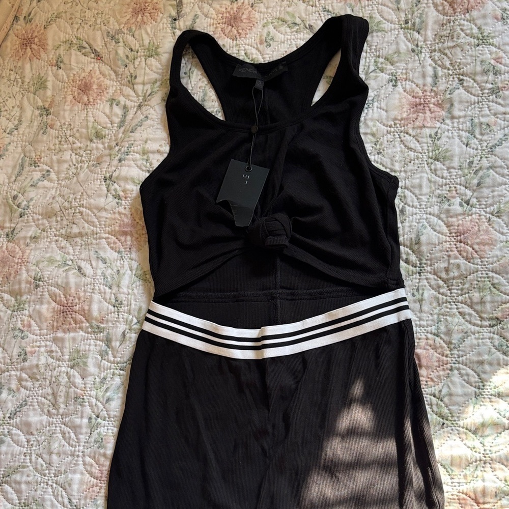 Kendall & Kylie Black Dress with White Stripes